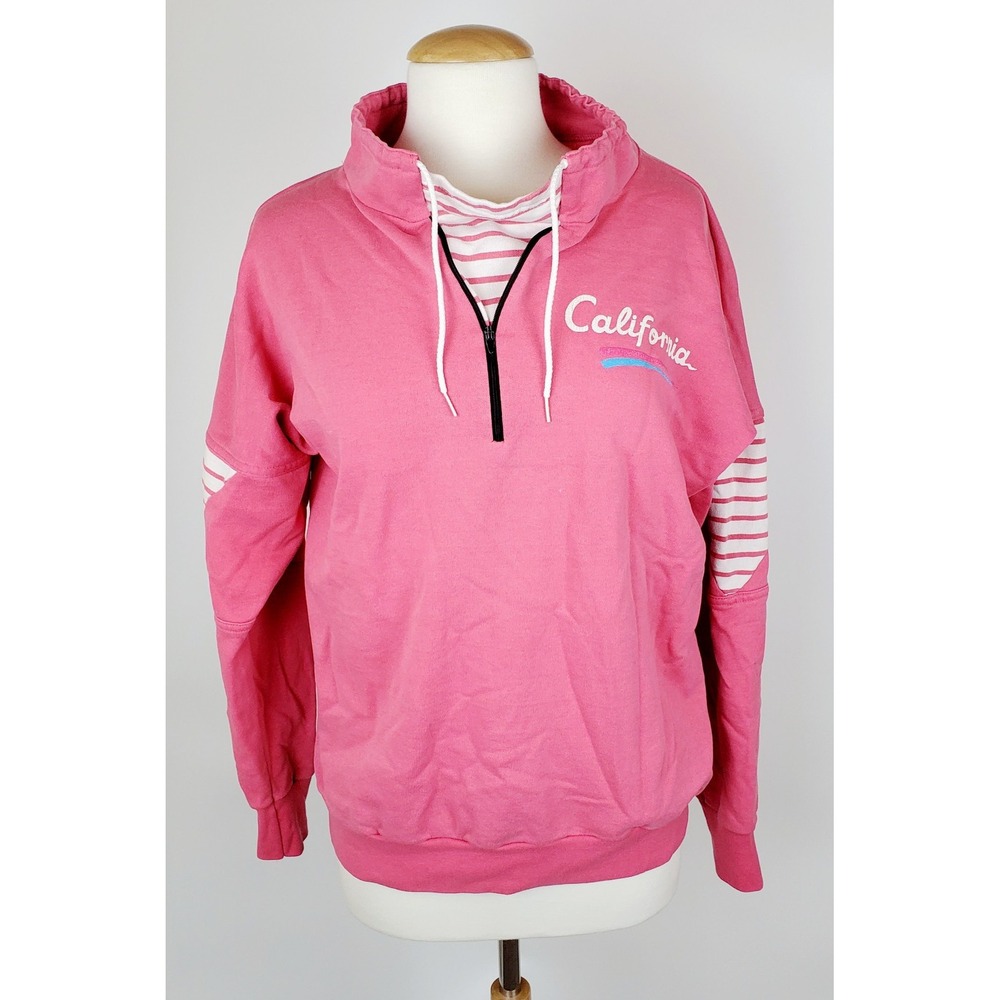 Vintage California 1/4 Zip Sweatshirt Size M/L Women's Pink Mock Neck Pullover